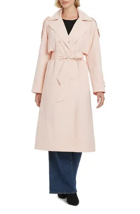 Kate Spade New York Water Resistant Double Breasted Trench Coat in Peach Tea at Nordstrom, Size X-Large