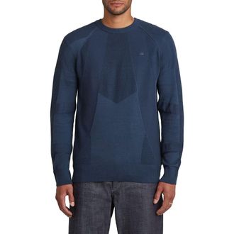 G-Star 3D Biker Textureblock Crewneck Sweater in India Ink/Salute at Nordstrom, Size Large
