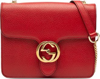 Gucci Pre-owned Womens Small Dollar Calfskin Interlocking G Crossbody - Red Leather - One Size