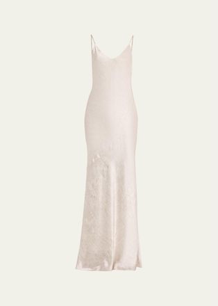 L'agence Serita V-Neck Silk Maxi Dress