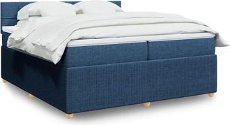 vidaXL Vidaxl - Cama Box Spring Con Colch&oacute;n Tela Azul 200x200 Cm