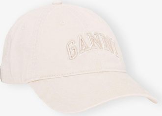 Ganni White Ivory Canvas Cap