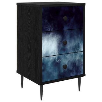 vidaXL Mesa De Noche Raalte Roble Negro 36 X 33 X 61 Cm Vidaxl