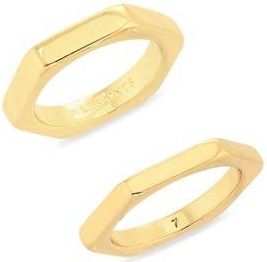 AllSaints Set of 2 Hexagon Band Stackable Rings in Gold at Nordstrom Rack, Size Medium