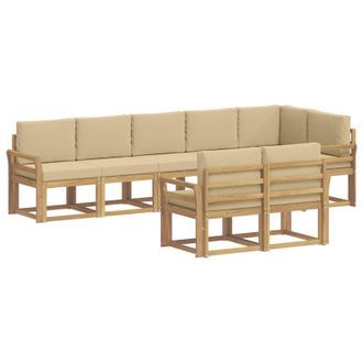 vidaXL Conjunto De Sof&aacute;s De Exterior Con Coj&iacute;n 8 Pcs Y Beige Poli&eacute;ster Vidaxl