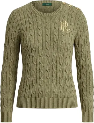 Ralph Lauren Truien & Vesten, Dames, Groen, XL, Katoen, Ronde hals gebreid