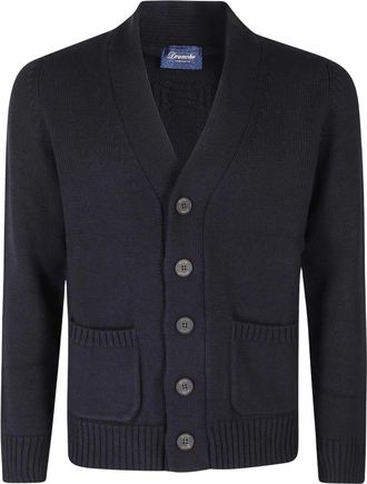 Drumohr Cardigan in Lana Merino - - Knitwear - Uomo - Blu - XL