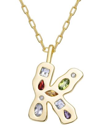 Genevive 14K Plated Cz Alphabetical Necklace