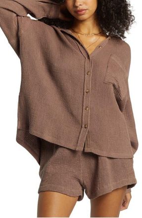 Billabong Odyssey Waffle Knit Oversize Shacket in Kona at Nordstrom, Size Small