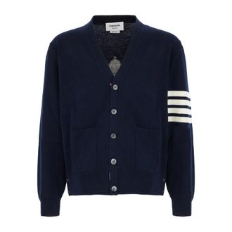 Thom Browne Cardigans, male, Blue, Size: 2XL Stylish Knitwear Collection
