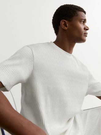 Reiss White Textured-wave Relaxed-fit T-shirt, Xxl