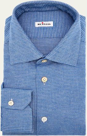 Kiton Mens Micro-Pattern Cotton Dress Shirt