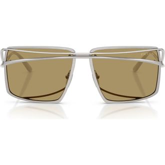 Prada 58mm Irregular Sunglasses in Silver Vintage /Green Olive at Nordstrom