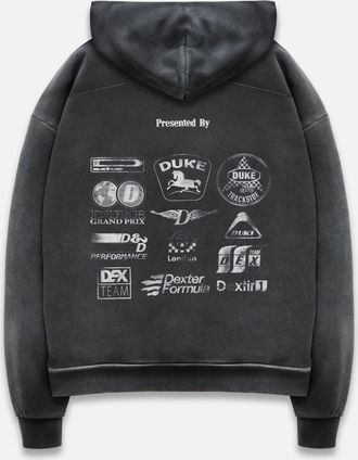 Duke + Dexter Duke + Dexter, Mens DR3 Sponsors Washed Grey Hoodie, Size XXL