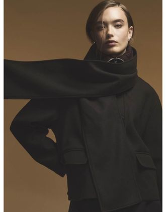 Only giacca con dettaglio foulard e collo a imbuto marrone scuro