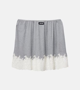 Miu Miu Lace-trimmed silk miniskirt