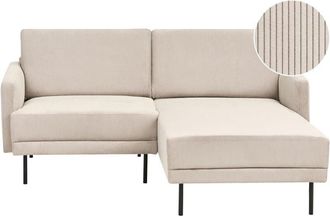 Beliani Beliani - Modern Upholstered Left Hand Corner Sofa Couch 2-Seater Metal Legs Woven Corduroy Beige Cushioned Back Breda