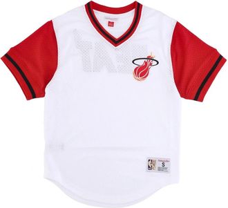 Mitchell & Ness Miami Heat NBA Mesh V-Neck Jersey - Heren - T-shirts - Wit - XS - Polyester - Tops