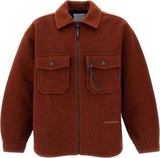 And Wander Brown Shaggy Wool-Blend Zip Jacket