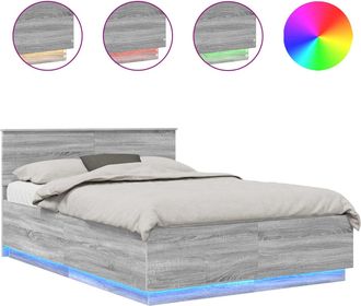 vidaXL Estructura De Cama Con Tiras Led Gris Sonoma 150 X 200 Cm Vidaxl