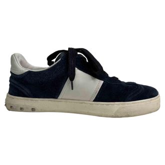 Valentino Pre-owned Womens Garavani Flycrew Low-Top Sneakers in Navy Blue Suede - Size EU 37