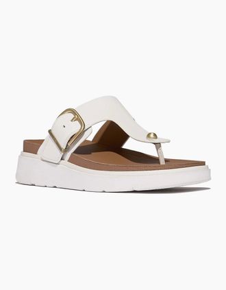 FitFlop Womens Fitflop Gen-FF Toe-Post Leather Womens Urban White Sandals - Size: 7