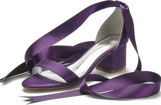 Miyoopark Comfortable Wedding Shoes for Women Block Low Heel Evening Sandals M535 Dark Purple UK 7.5