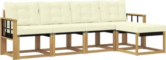 vidaXL Conjunto De Sof&aacute;s De Exterior 5 Uds. Blanco Y Crema Vidaxl