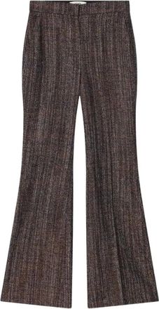 Fendi Wide Trousers, female, Brown, Size: XS Flared Trousers in Textured Fabric