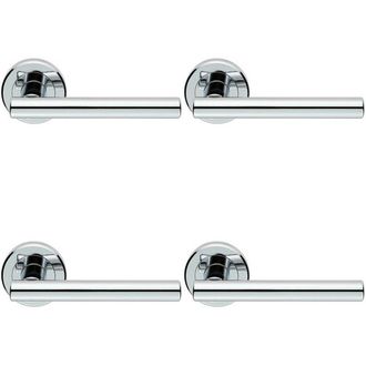 Loops 4x PAIR Straight T Bar Handle on Round Rose Concealed Fix Polished Chrome