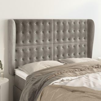 vidaXL Cabecero Con Orejas De Terciopelo Gris Claro 147x23x118/128 Cm Vidaxl