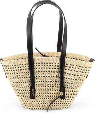 Loewe Paulas Ibiza Braid Raffia Tote - Dames - Shoppers - Beige - ONE Size - Leer - Tassen