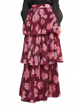 Flying Tomato Blossom & Bordeaux Tiered Skirt