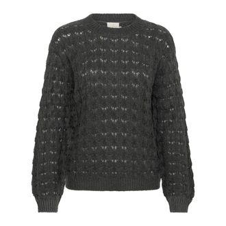 Kaffe Zwart Oester Gebreide Trui Sweater - Dames - Truien - Groen - Maat: L Katoen