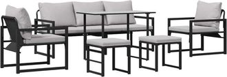 vidaXL Vidaxl - Garden Sofa Set 6 pcs Black Steel