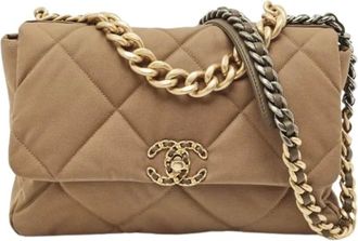 Chanel Pre-owned 19 Borsa a spalla in nylon trapuntato - - Pre-owned - Donna - Marrone - ONE SIZE