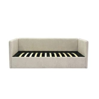 Muemue Cama Tapizada Con Almacenamiento Aglomerado Beige 74x202x102cm