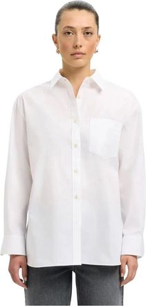 Selected Overhemden, Dames, Wit, S, Katoen, Oversized Shirt, Veelzijdig en Elegant