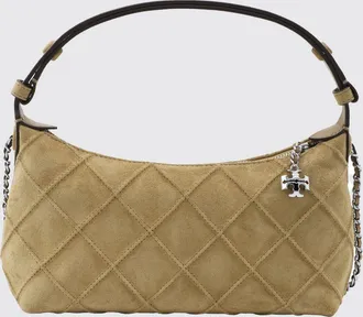Tory Burch Borsa a spalla Fleming mini in camoscio con logo Double T