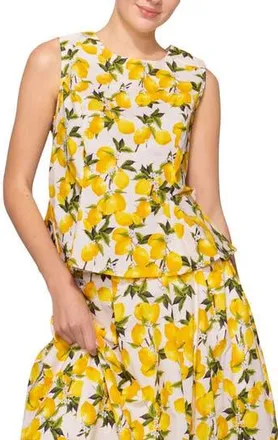 Melloday Lemon Sleeveless Poplin Top in Lemon Print at Nordstrom Rack, Size X-Small