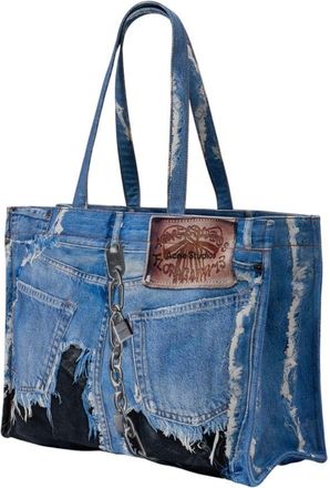 Acne Studios Unisex Upcycled Denim Tote Blue Cotton