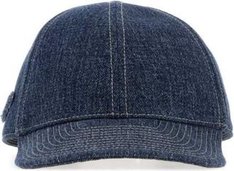 Prada Navy Blue Denim Solid Baseball Hat