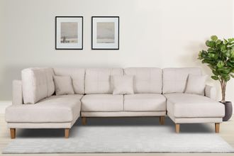 HOME AFFAIRE Wohnlandschaft »TRIPLO U-Form wahlweise mit Schlaffunktion, B/T/H: 310/192/90 cm« Schlafsofa, auch mit Bettkasten, Steppung im Rückenkissen