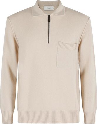 Paolo Pecora Truien & Vesten, Heren, Beige, L, Ecru Polo Shirt met Lange Mouwen