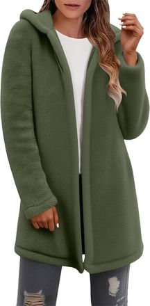 Generic Fleece Jacket Women Fluffy Teddy Coat Zip up Hoodie Thick Fleece Jackets Cardigan with Pockets Sherpa Winter Fuzzy Hooded Coats Hoody Warm Overcoat La