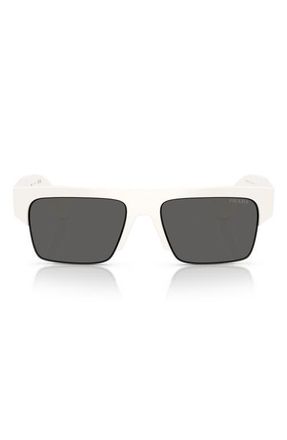 Prada 55mm Rectangular Sunglasses in White /Dark Grey at Nordstrom