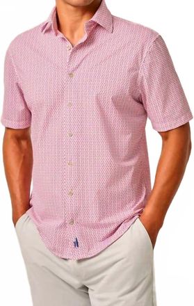 Johnnie-O Mens Caspian Short Sleeve Button Down Shirt In White/pink Print
