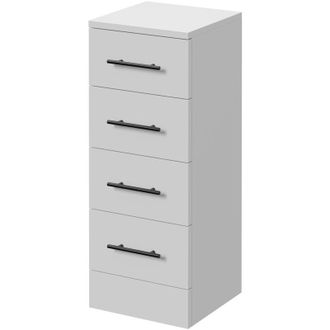 Alexander James Alexander James Gloss White 300mm x 300mm 4 Drawer Storage Unit - 300mm - Matt Black 96mm Bar Handle