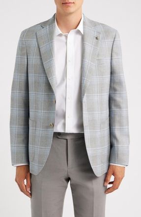 Jack Victor 250th Capsule Myles Unconstructed Light Grey Plaid Slub Wool & Silk Blend Sport Coat at Nordstrom, Size 48