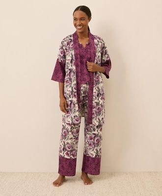 Pact Organic Staycation Short Robe in Gathered Garden at Nordstrom, Size X-Small